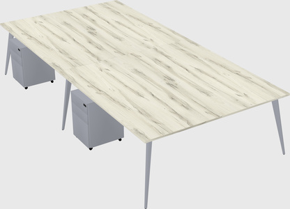 Shared rectangular office desk system