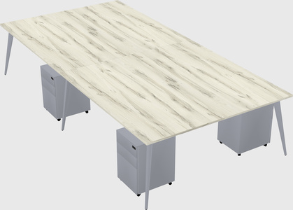 Shared rectangular office desk system