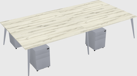 Shared rectangular office desk system