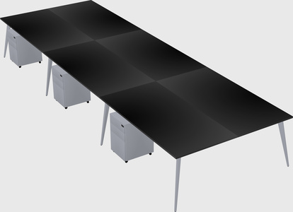 Shared rectangular office desk system