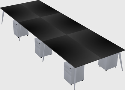 Shared rectangular office desk system