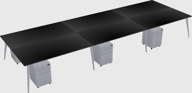Shared rectangular office desk system