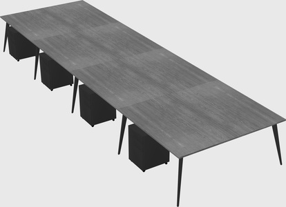 Shared rectangular office desk system