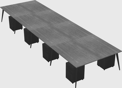 Shared rectangular office desk system