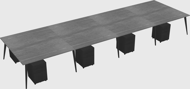 Shared rectangular office desk system