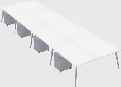 Shared rectangular office desk system