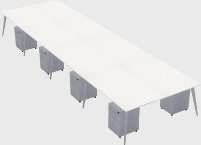 Shared rectangular office desk system