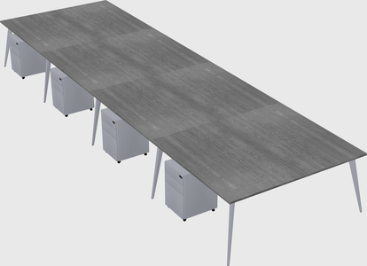 Shared rectangular office desk system