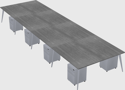 Shared rectangular office desk system