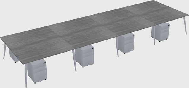 Shared rectangular office desk system