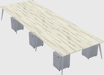 Shared rectangular office desk system