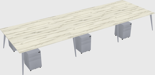 Shared rectangular office desk system