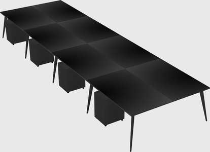Shared rectangular office desk system