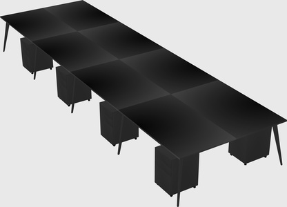 Shared rectangular office desk system