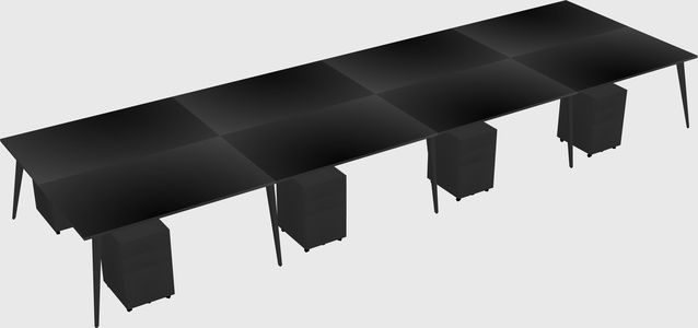 Shared rectangular office desk system