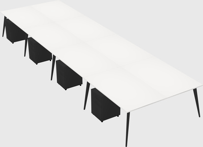 Shared rectangular office desk system