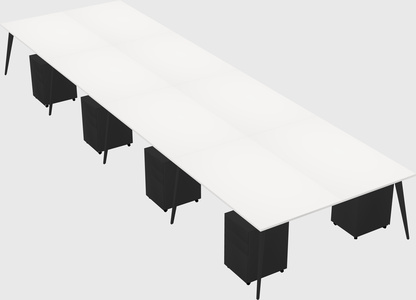 Shared rectangular office desk system