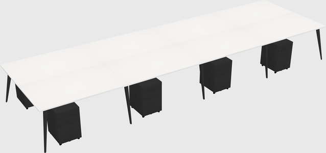 Shared rectangular office desk system
