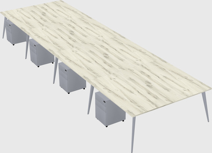 Shared rectangular office desk system