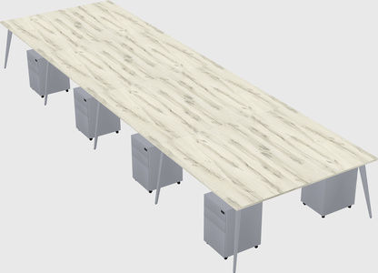 Shared rectangular office desk system