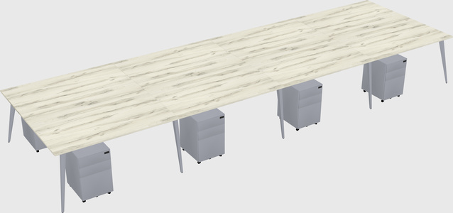 Shared rectangular office desk system