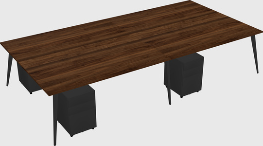 Shared rectangular office desk system