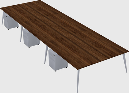 Shared rectangular office desk system