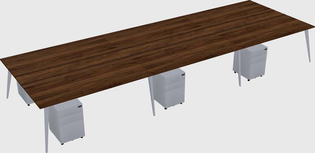 Shared rectangular office desk system
