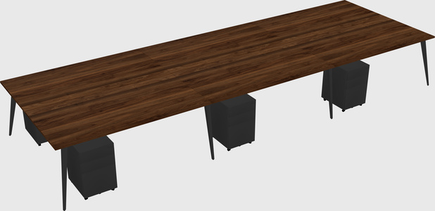 Shared rectangular office desk system