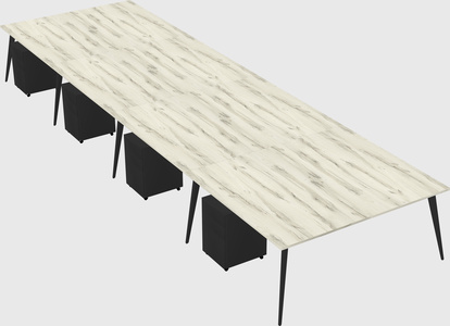Shared rectangular office desk system