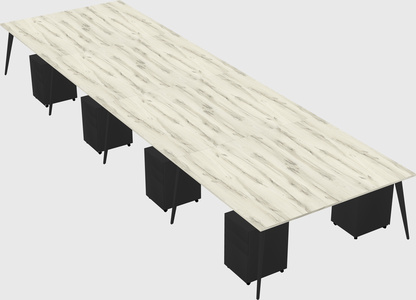 Shared rectangular office desk system