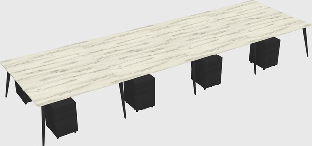 Shared rectangular office desk system