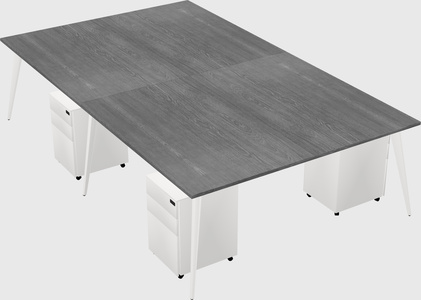 Shared rectangular office desk system