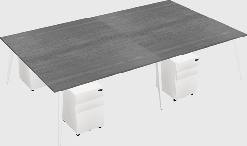 Shared rectangular office desk system