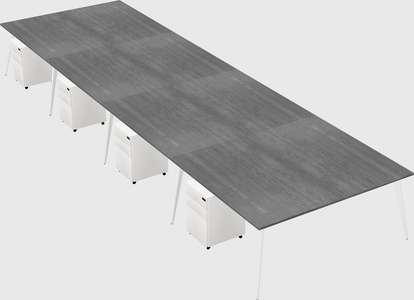 Shared rectangular office desk system