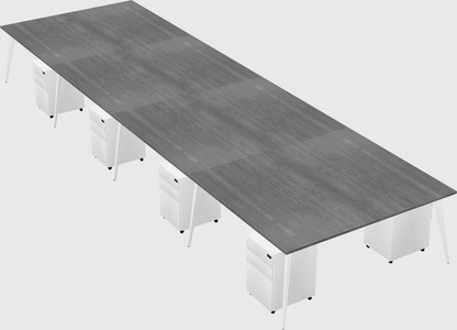 Shared rectangular office desk system