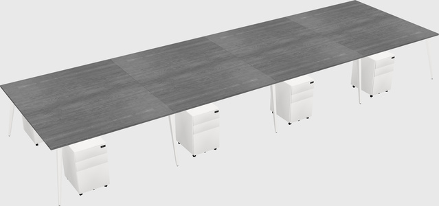 Shared rectangular office desk system