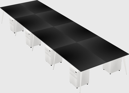 Shared rectangular office desk system