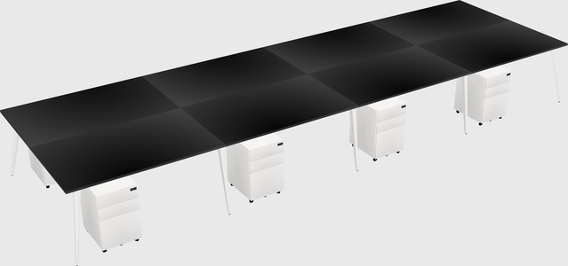Shared rectangular office desk system
