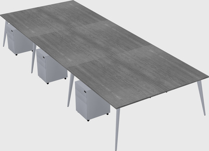Shared rectangular office desk system