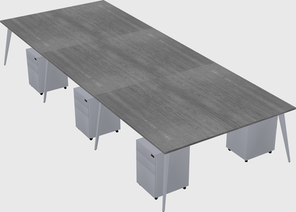 Shared rectangular office desk system