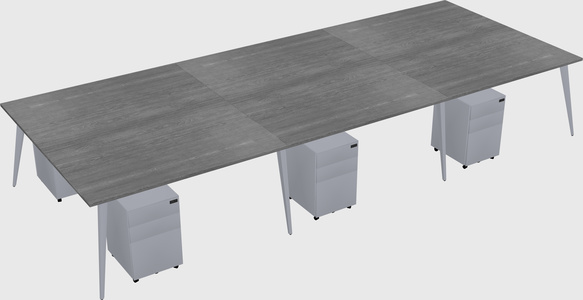 Shared rectangular office desk system