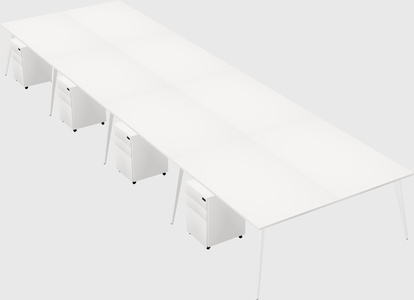Shared rectangular office desk system