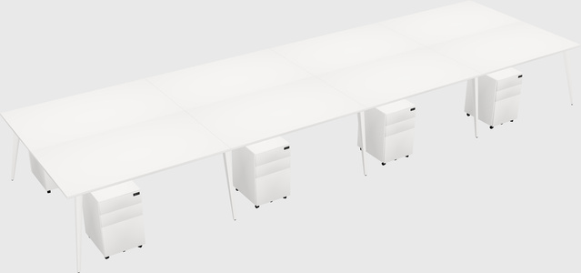 Shared rectangular office desk system