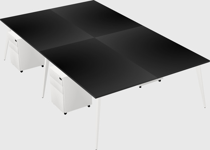 Shared rectangular office desk system