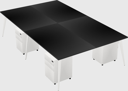 Shared rectangular office desk system