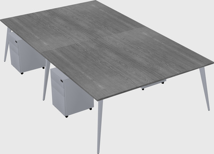 Shared rectangular office desk system