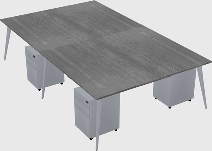 Shared rectangular office desk system