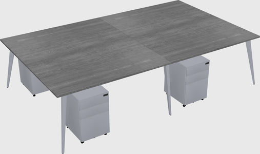 Shared rectangular office desk system