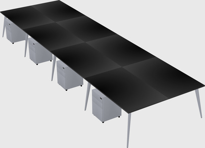 Shared rectangular office desk system